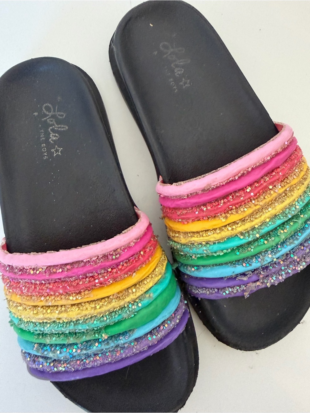 Lola and Boys kids Colorful Rainbow Glitter Slide Sandals